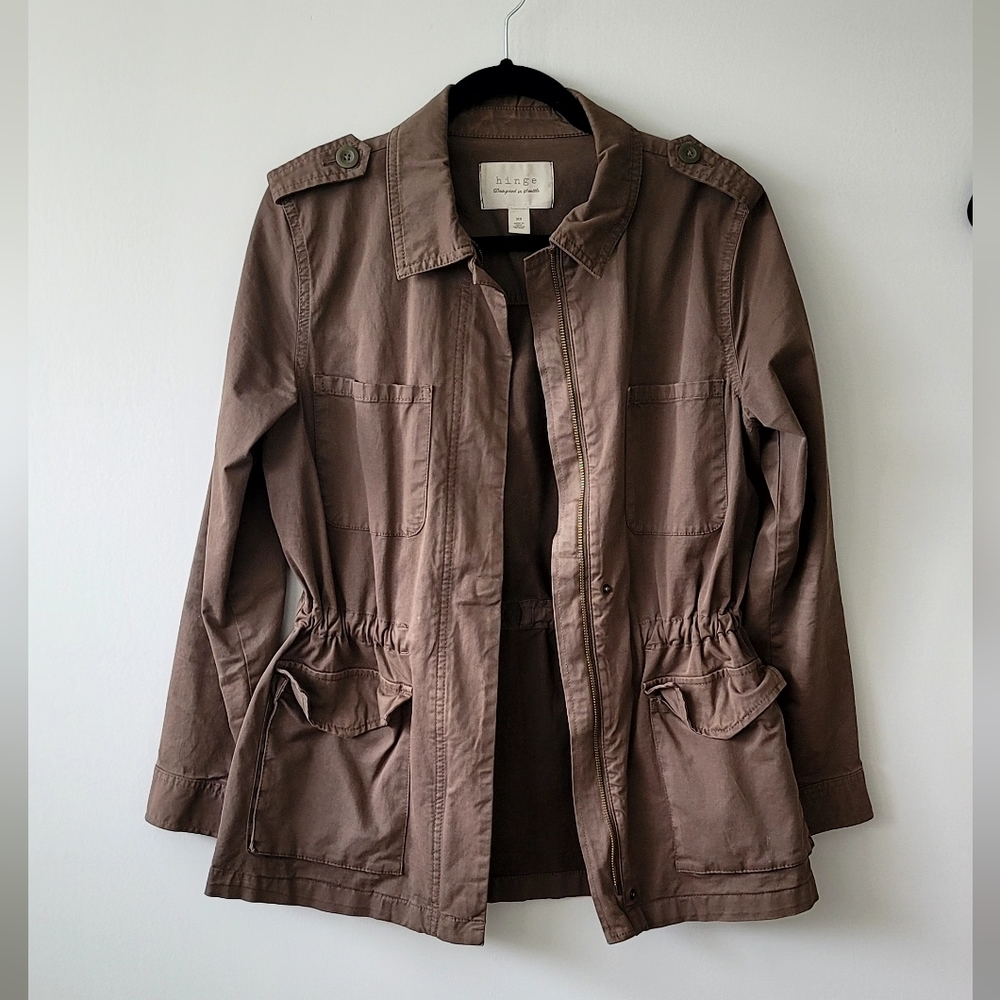 HINGE Khaki Brown Utility Jacket - Size XS